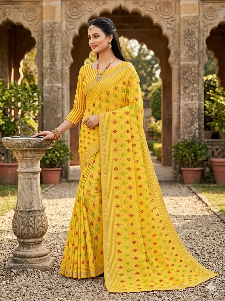 Jaipur style chiffon saree